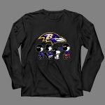The Peanuts Snoopy And Friends Cheer For The Baltimore Ravens 4 Long Sleeves