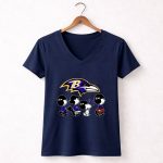 The Peanuts Snoopy And Friends Cheer For The Baltimore Ravens 5 Womens V Neck