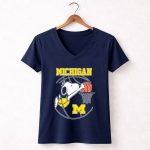 The Peanuts Snoopy Dunk Michigan Wolverines 5 Womens V Neck.jpg