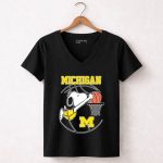 The Peanuts Snoopy Dunk Michigan Wolverines 7 Womens V Neck.jpg