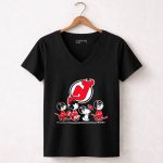 The Peanuts Snoopy and Friends New Jersey Devils Hocke 7 Womens V Neck.jpg
