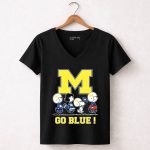 The peanuts michigan wolverines football go blue 7 Womens V Neck.jpg