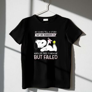 They Are Reminders of When Life Tried to Break Me but Failed Breast Cancer Snoopy and Woodstock 1 T Shirt