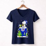 Toronto Blue Jays Snoopy Christmas Tree Gift Scene 5 Womens V Neck.jpg