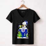 Toronto Blue Jays Snoopy Christmas Tree Gift Scene 7 Womens V Neck.jpg