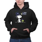 Utah Jazz Snoopy and Woodstock in Oversized Hats 2 Hoodie