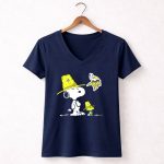 Vikings Snoopy And Woodstock Pilgrim Hats Nfl Mascot 5 Womens V Neck