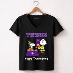 Vikings Snoopy Charlie Brown Thanksgiving Football Minnesota 7 Womens V Neck