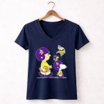 Vikings Snoopy and Woodstock Football Team Fans 5 Womens V Neck