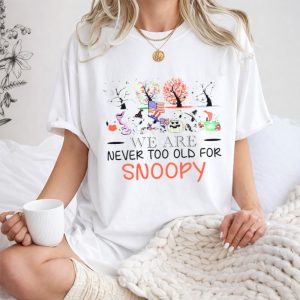 We Are Never Too Old for Snoopy Halloween Christmas American Flag 1 T Shirt