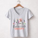 We Are Never Too Old for Snoopy Halloween Christmas American Flag 7 Womens V Neck