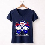 Winnipeg Jets Charlie Brown and Snoopy fist bump 5 Womens V Neck.jpg