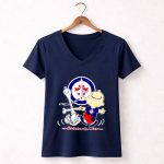 Winnipeg Jets Snoopy and Charlie Brown dancing 5 Womens V Neck.jpg