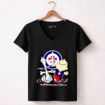 Winnipeg Jets Snoopy and Charlie Brown dancing 7 Womens V Neck.jpg