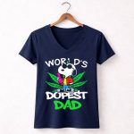 Worlds Dopest Dad Snoopy with Cannabis Leaf and Bong 5 Womens V Neck