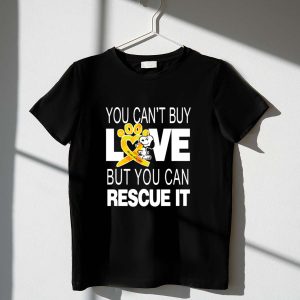 You Cant Buy Love But You Can Rescue It Snoopy with Orange Paw Heart and Awareness 1 T Shirt