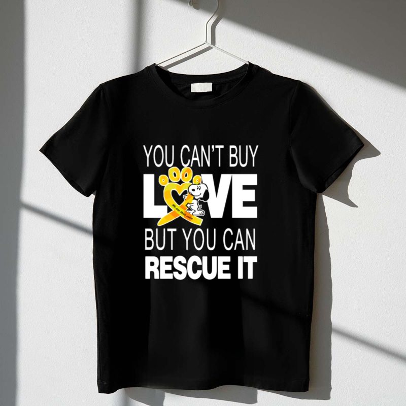 You Cant Buy Love But You Can Rescue It Snoopy With Orange Paw Heart And Awareness 1 T Shirt