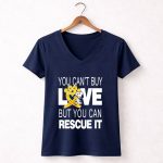 You Cant Buy Love But You Can Rescue It Snoopy with Orange Paw Heart and Awareness 5 Womens V Neck