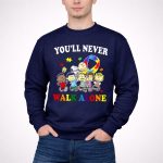 Youll Never Walk Alone Snoopy Autism Awareness Peanuts Puzzle Piece 3 Sweatshirt