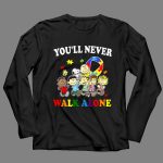 Youll Never Walk Alone Snoopy Autism Awareness Peanuts Puzzle Piece 4 Long Sleeves