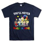 Youll Never Walk Alone Snoopy Autism Awareness Peanuts Puzzle Piece T Shirt 7